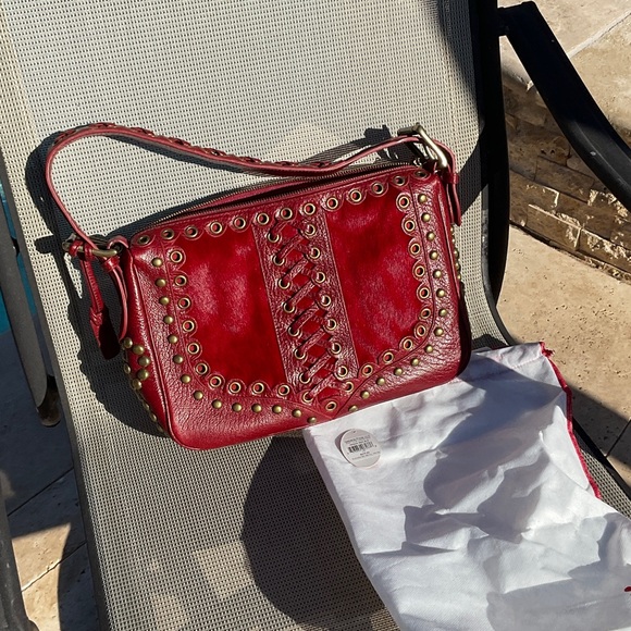 Isabella Fiore Red Studded Marisa Shoulder Bag - Picture 3 of 12
